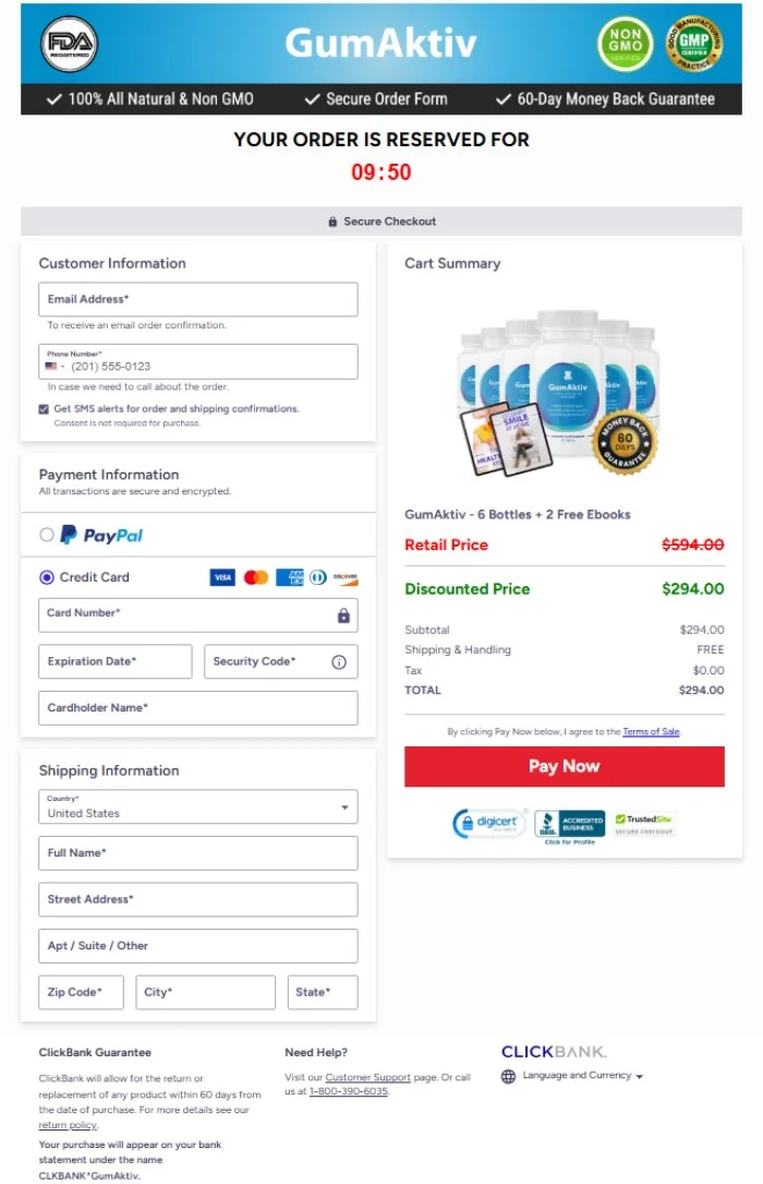 GumAktiv checkout page